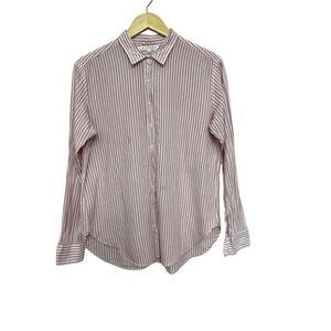 Xirena Button Up Shirt Womens Small Pink Multi Stripe Long Sleeve 100% Cotton S